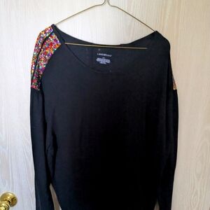 Lane Bryant Black Top with Sequin Shoulders